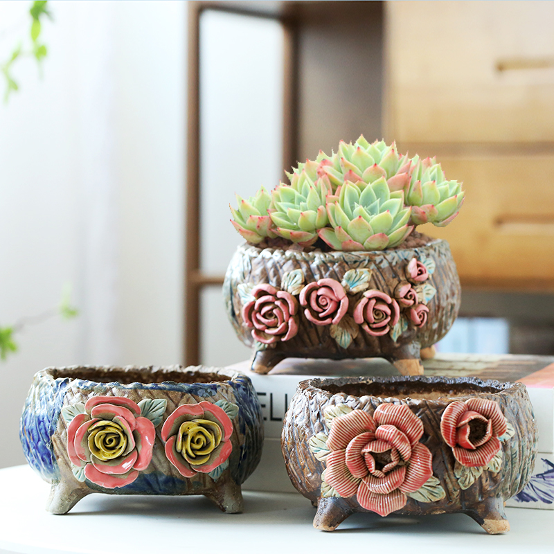 陶器植木鉢 作家鉢 ハンドメイド 塊根植物 アガべ XLサイズ A