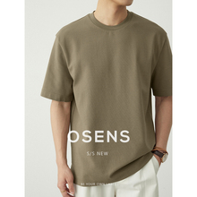 OSENS Small Pit Stripe Texture Heavy Duty Short sleeved T-shirt for Men