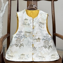 Jacquard vest embroidered double-sided design with a round neck
