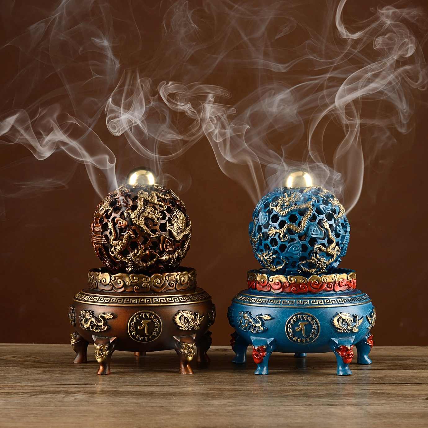 銅香炉 純銅九龍戯珠香薫炉 九転乾坤炉 置物 アンティーク | www