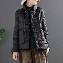 Retro standing collar Chinese style buckle soft short down jacket