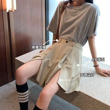 Apricot suit shorts for women in summer loose fitting straight leg Hong Kong style