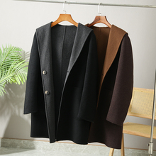 70 wool medium length warm double-sided nylon coat