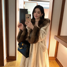 Commuting mink fur long mink fur coat for women