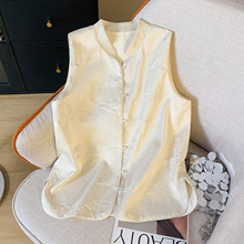 Acetic acid new Chinese style embroidered vest for women's outerwear in summer 2024, new style national style camisole vest, silk vest