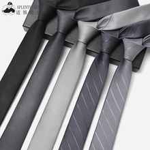 Grey Tie Men's Narrow Black Hand Tie Student Suit Formal Business Interview Wine Red Tie 6cm