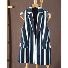 Personalized short woven striped vest jacket