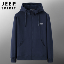 JEEP Jeep Spring/Summer New Cotton Loose Men's Hooded Hoodie Cardigan Lamb Fleece Sports Jacket Coat