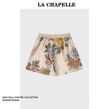 La Chapelle Flower Peony Pants New Chinese Style Retro Design Embroidered Shorts for Women's Summer 2024