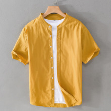 Men's short sleeved casual short sleeved standing collar