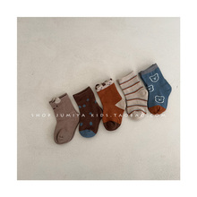 5 pairs of baby pure cotton long socks for spring and autumn