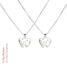 Original design with front and back small expression teeth necklace