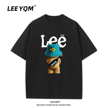 LeeYQM Official Co branded Men's Fashion Fashion Brand T-shirt 2023 Summer Loose Half Sleeve Pure Cotton T-shirt