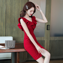 Summer New Red Dress Lanfan Sexy V-neck