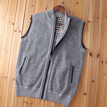 Cabinet boutique plush thickened foreign trade cut label autumn and winter knitted cardigan standing collar sweater vest sleeveless vest for men