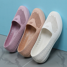 Low cut soft sole anti slip hollow breathable plastic sandals for women