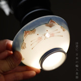日本进口 创意动物釉下手绘陶瓷餐具米饭碗