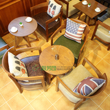 休闲沙发椅咖啡店桌椅组合阳台实木茶几围椅