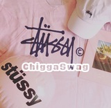 Stussy Pinky 16新款粉色 男女宽松 短袖T恤