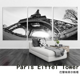 巴黎铁塔现代客厅办公室餐厅酒店建筑三联画