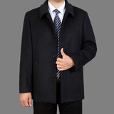 中年男士羊毛大衣外套韩版修身爸爸装夹克潮