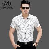 MEXCOAER2016夏季新款中年男士短袖衬衫装潮