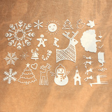 可爱圣诞雪花图案植绒烫画布贴