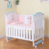 婴儿床实木环保油漆欧式童床摇床带滚轮