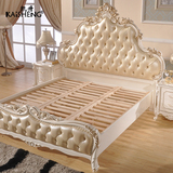 欧式法式卧室真皮大公主床婚床木皮床双人床