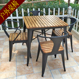 美式实木阳台桌椅复古铁艺咖啡厅桌椅组合