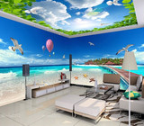 地中海海景3D立体墙纸布电视背景墙客厅酒店