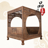 鸡翅木架子双人床组装中式明清古典红木家具