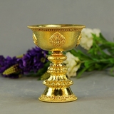 尼泊尔手工紫铜鎏金24K纯金,酥油灯碗/灯座