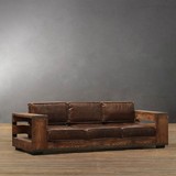 美式复古工业风格铁艺实木沙发