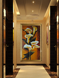 玄关装饰画欧式手绘油画走廊过道竖版家居挂