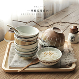 创意日式古朴窑变陶瓷陶艺手绘餐具米饭碗