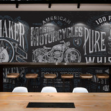 黑板涂鸦3d墙纸咖啡厅餐厅汽车壁纸网吧壁画