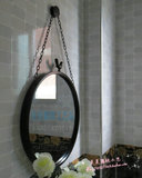 铁艺圆形镜子浴室镜挂试衣镜圆镜鸟形装饰镜
