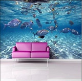 3D立体大型壁画壁纸海底世界海洋鱼儿童房游