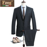 商务男装条绒布两粒扣修身青年男式西服套装