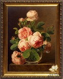 古典手绘有框欧式夫人玄关装饰画花卉油画