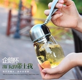 批发企鹅玻璃水杯过滤花茶情侣水杯运动水杯