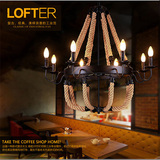 loft复古美式麻绳吊灯 工业风厅餐厅咖