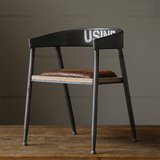 美式铁艺实木餐椅复古靠背办公椅