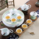 特价家用白瓷手绘功夫茶具套装盖碗茶壶茶杯