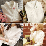 秋冬装长袖修身白色衬衫女学生纯棉打底衬衣