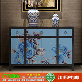 新中式手工彩绘电视柜实木储物客厅地柜玄关