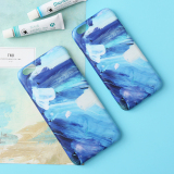 蓝色水彩油画艺术文艺苹果手机壳套全包软壳