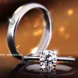 结婚求婚男一对情侣925韩版银钻戒对戒戒指