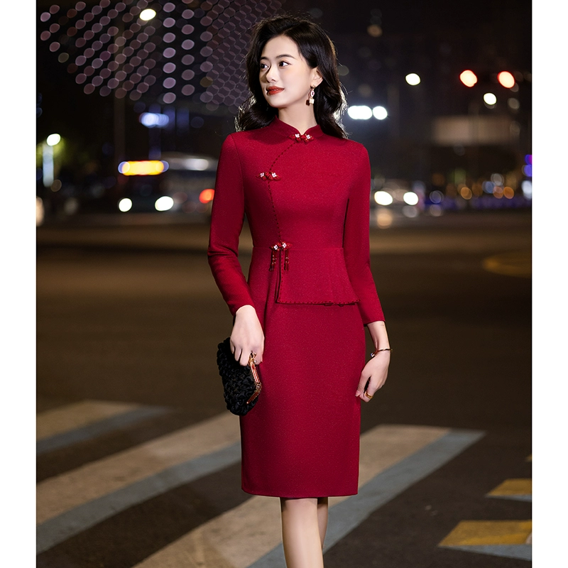 Haut de gamme belle - mère mariage mariage robe de drapeau d'hiver 2024 nouveau noble mère mariage r...